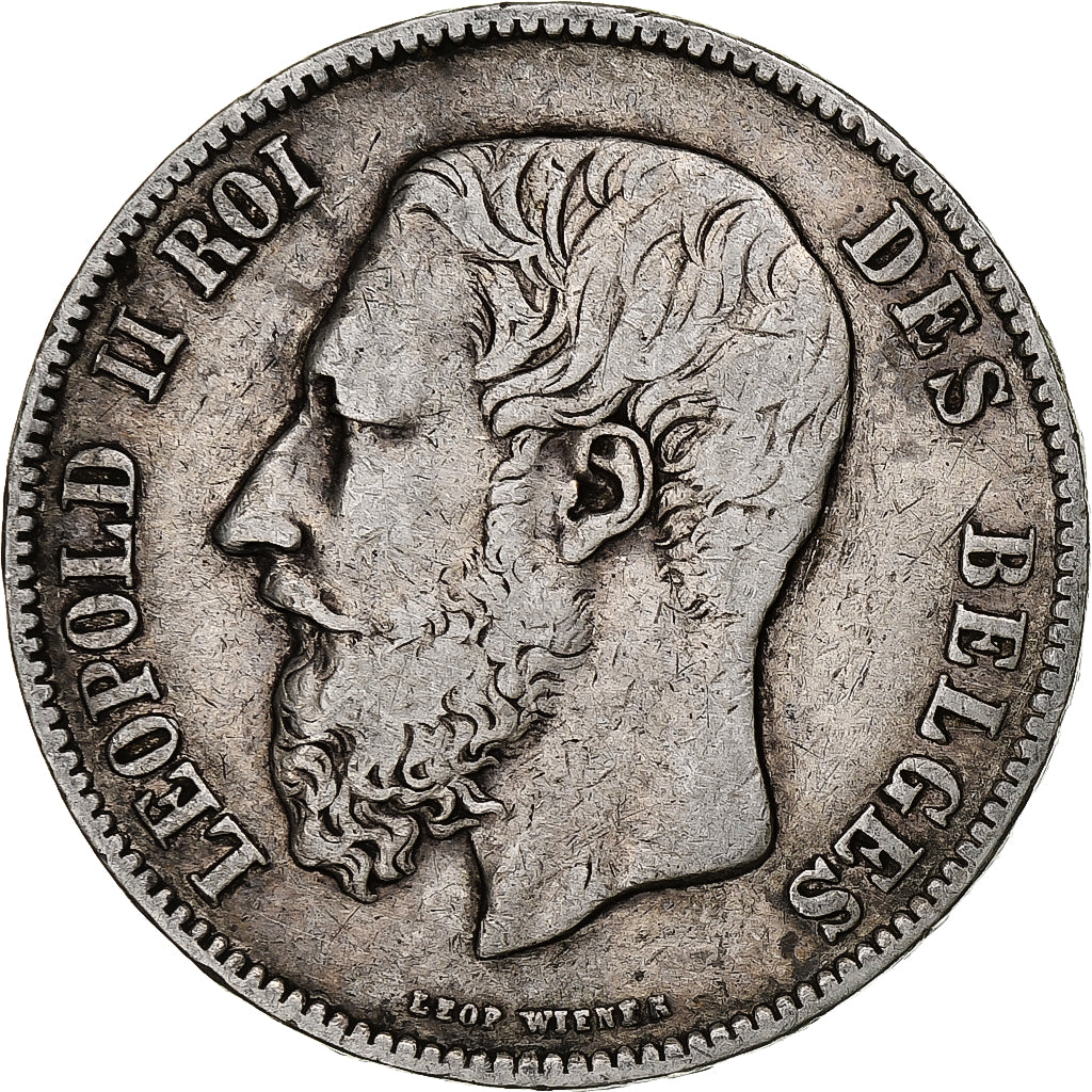 Moneta, Belgio, Leopold II, 5 Francs, 5 Frank, 1870, Brussels, MB, Argento