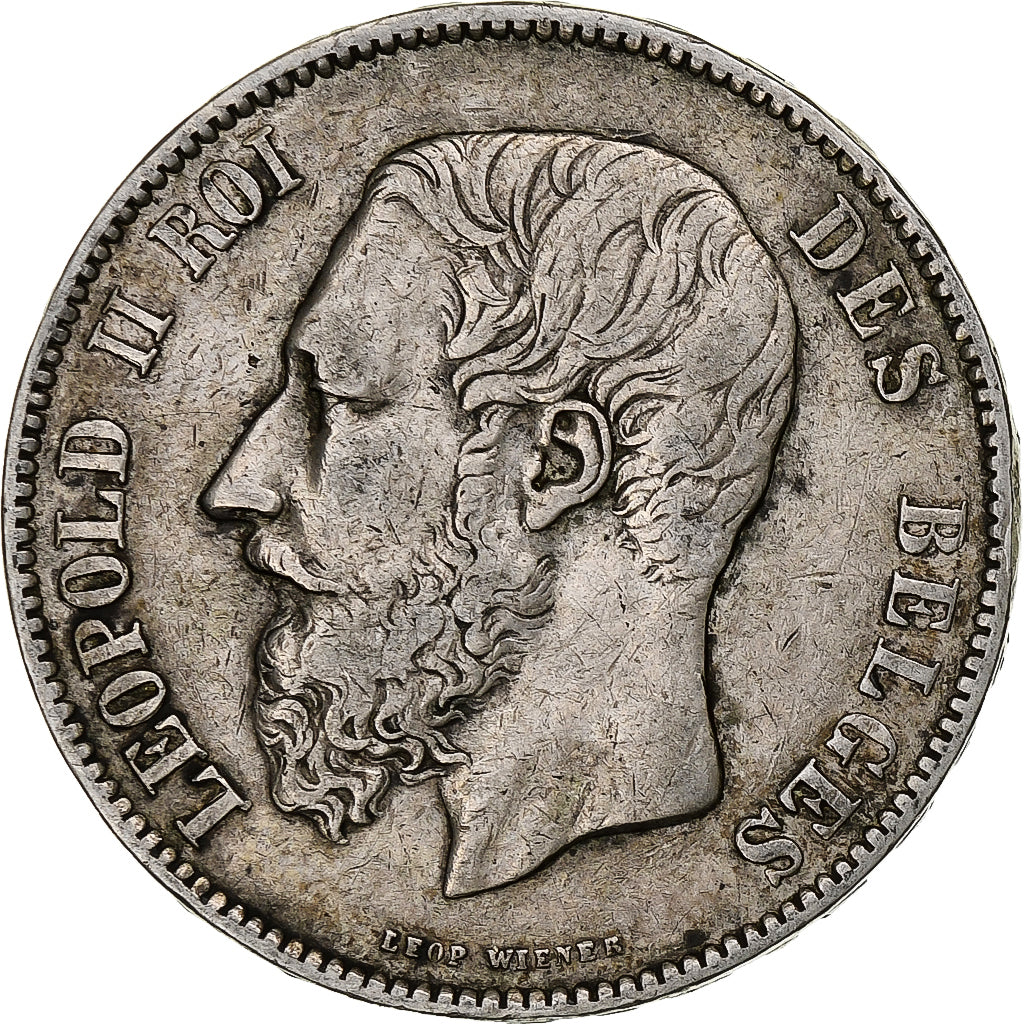 Münze, Belgien, Leopold II, 5 Francs, 5 Frank, 1872, S+, Silber, KM:24