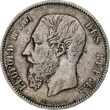 Münze, Belgien, Leopold II, 5 Francs, 5 Frank, 1872, S+, Silber, KM:24