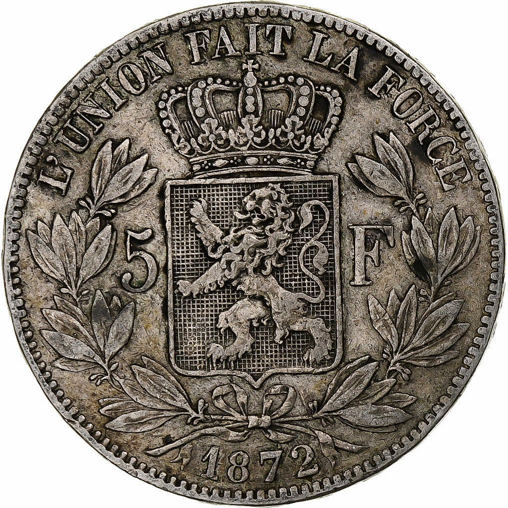 Münze, Belgien, Leopold II, 5 Francs, 5 Frank, 1872, S+, Silber, KM:24