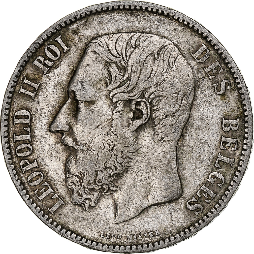 Moneta, Belgia, Leopold II, 5 Francs, 5 Frank, 1873, VF(20-25), Srebro, KM:24