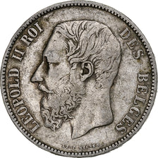 Moneta, Belgia, Leopold II, 5 Francs, 5 Frank, 1873, VF(20-25), Srebro, KM:24