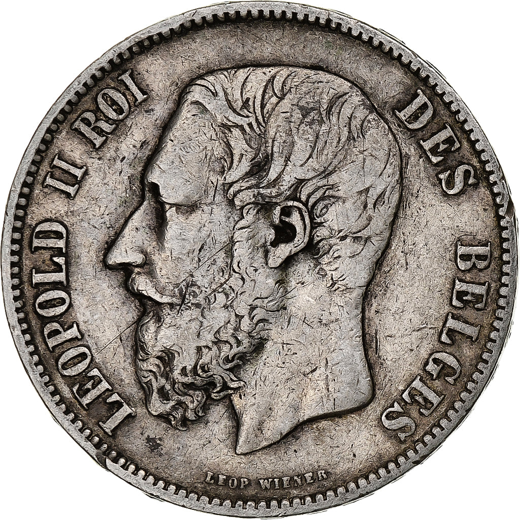 Coin, Belgium, Leopold II, 5 Francs, 5 Frank, 1873, VF(20-25), Silver, KM:24
