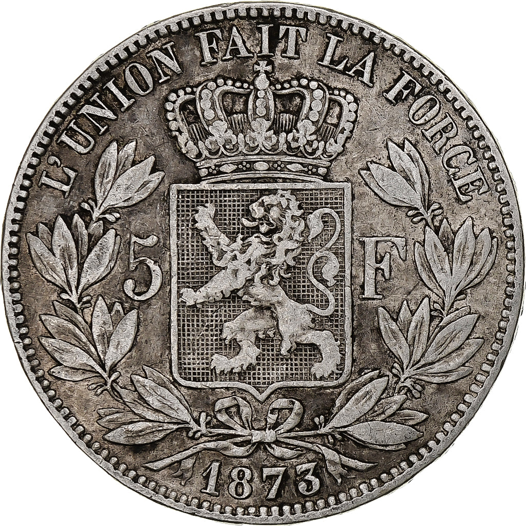 Coin, Belgium, Leopold II, 5 Francs, 5 Frank, 1873, VF(20-25), Silver, KM:24