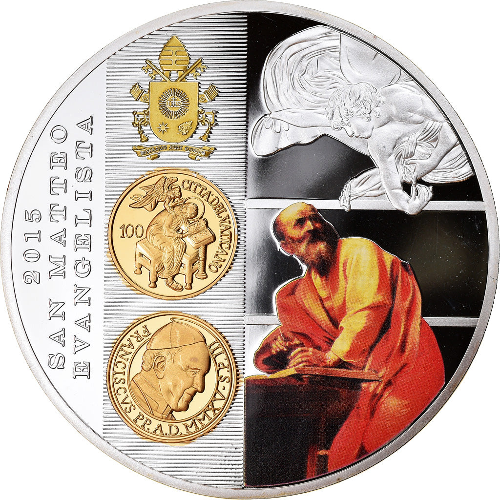 France, Médaille, Evangile, Saint-Matthieu, 2015, FDC, Cuivre plaqué Argent