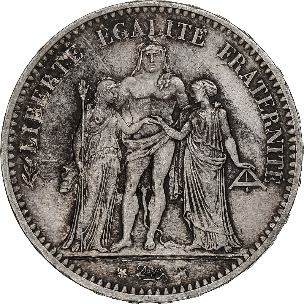 Moneta, Francia, Hercule, 5 Francs, 1874, Paris, MB+, Argento, KM:820.1