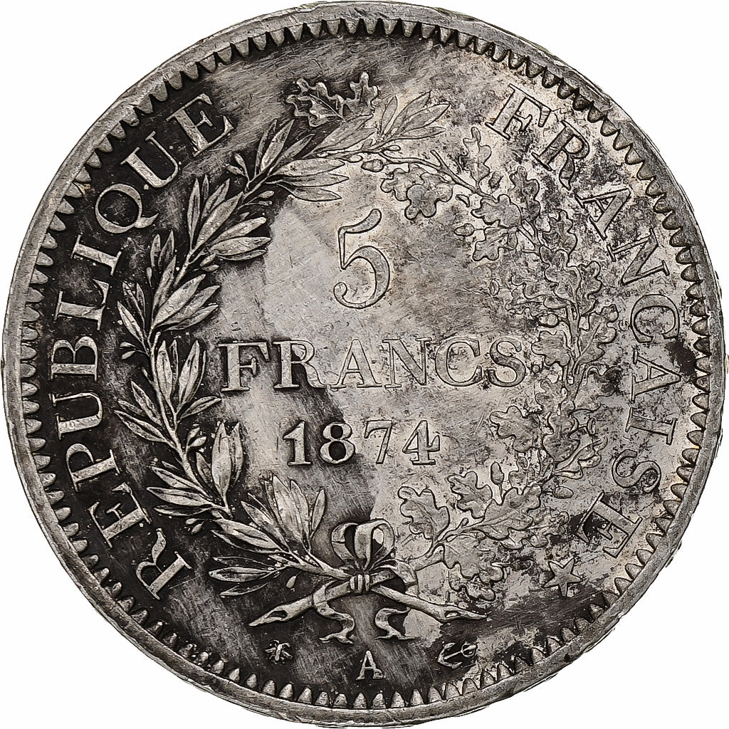 Moneta, Francia, Hercule, 5 Francs, 1874, Paris, MB+, Argento, KM:820.1