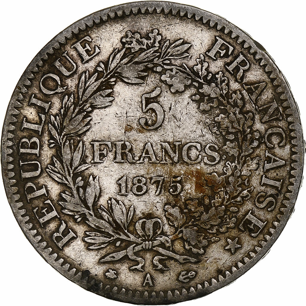 France, 5 Francs, Hercule, 1875, Paris, Argent, TB+, Gadoury:745a, KM:820.1