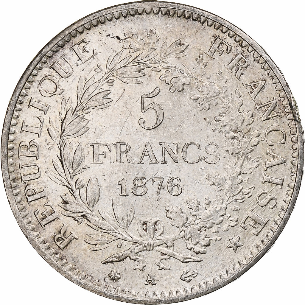 Coin, France, Hercule, 5 Francs, 1876, Paris, AU(50-53), Silver, KM:820.1