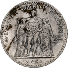 França, 5 Francs, Hercule, 1877, Paris, Prata, EF(40-45), Gadoury:745a