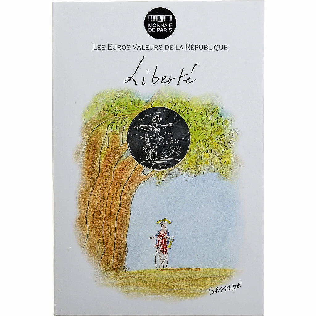 França, Sempé - Liberté, 10 Euro, 2014, MS(65-70), Prata
