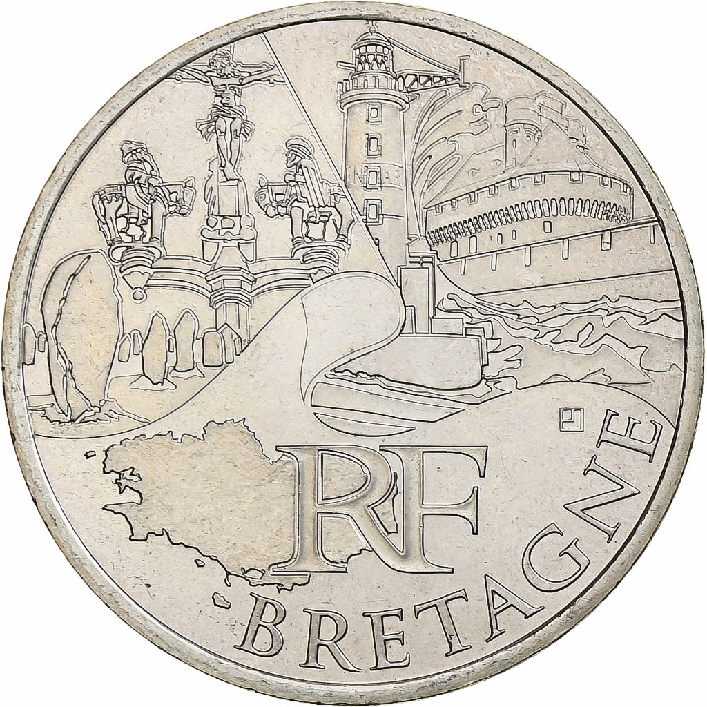 France, 10 Euro, Bretagne, 2011, MS(65-70), Silver
