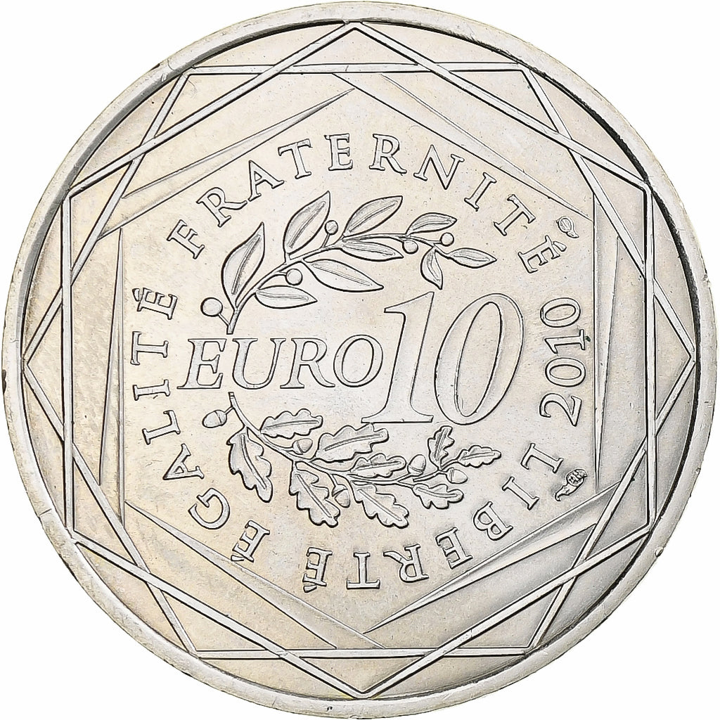 France, 10 Euro, Rhone-Alpes, 2010, Paris, MS(65-70), Silver, KM:1670