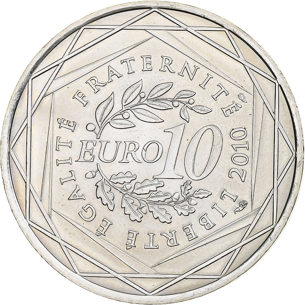 França, 10 Euro, Midi-Pyrénées, 2010, Paris, MS(65-70), Prata, KM:1663