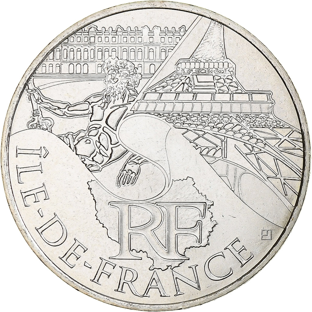 France, 10 Euro, Ile de France, 2011, Paris, MS(65-70), Silver, KM:1739