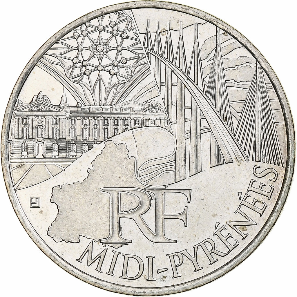 France, 10 Euro, Midi-Pyrénées, 2011, Paris, MS(65-70), Silver, KM:1752