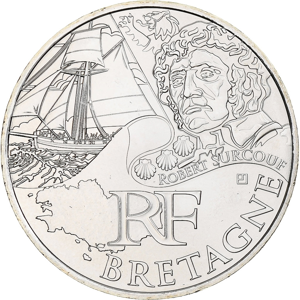 France, 10 Euro, 2012, Bretagne, MS(65-70), Silver