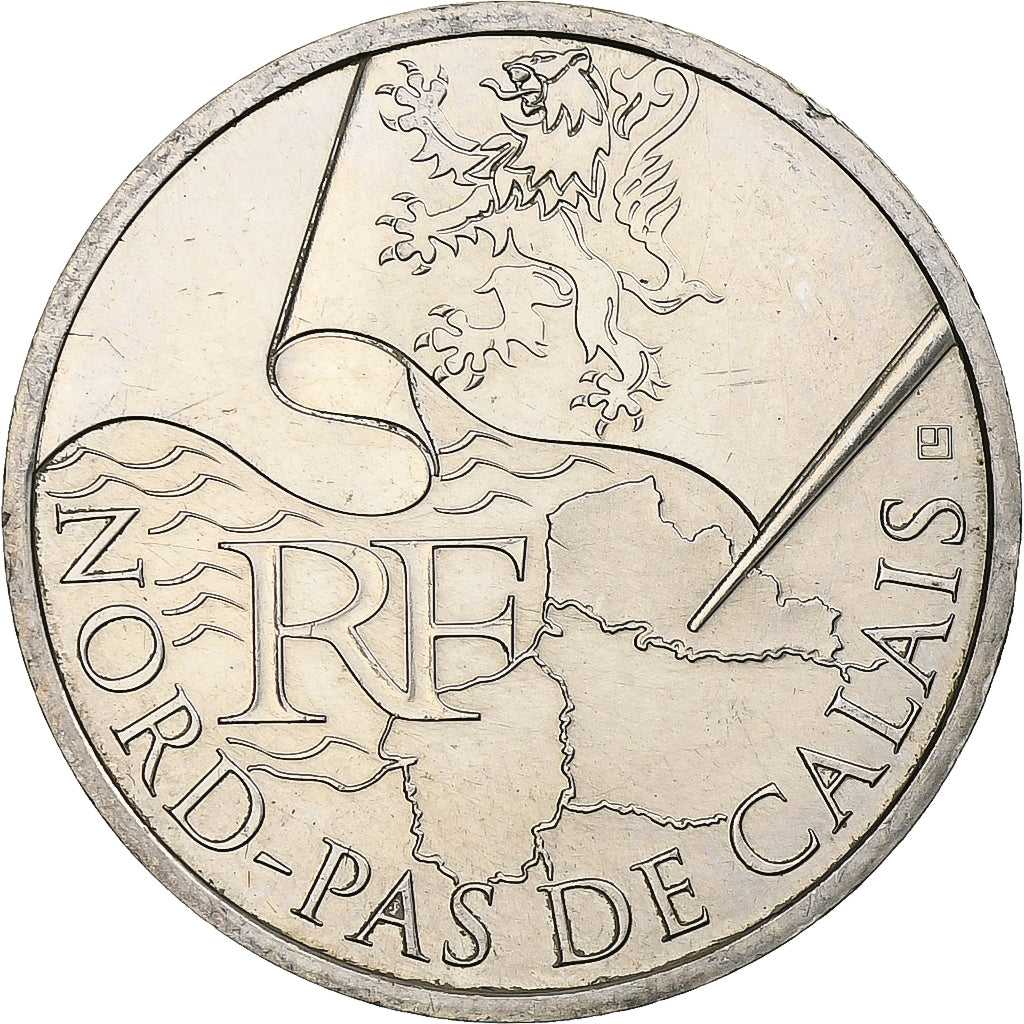 Francja, 10 Euro, Nord-Pas-de-Calais, 2010, Monnaie de Paris, MS(63), Srebro