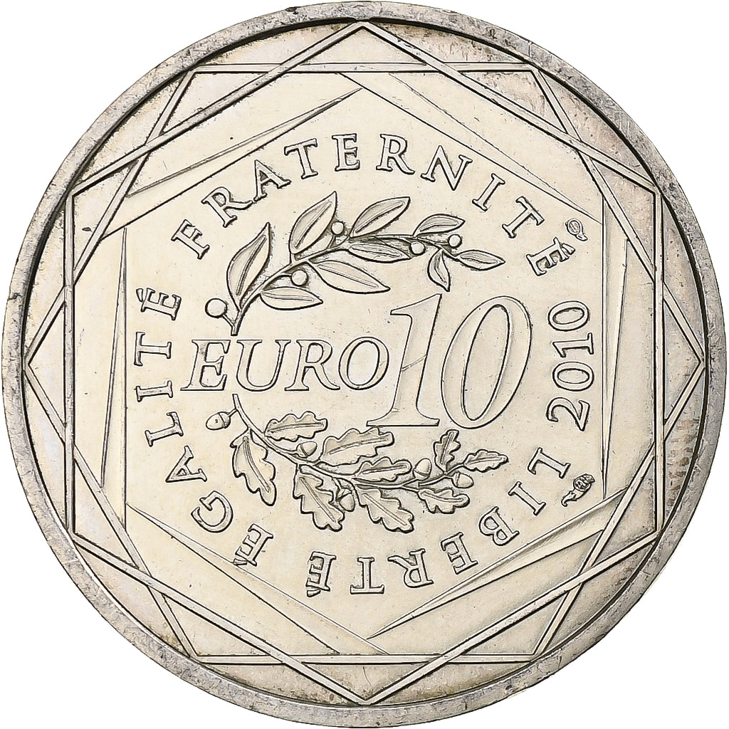 França, 10 Euro, Bretagne, 2010, Paris, MS(63), Prata, KM:1648
