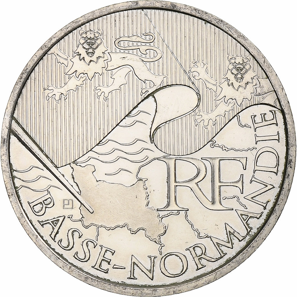 França, 10 Euro, Basse-Normandie, 2010, Paris, MS(63), Prata, Gadoury:EU399