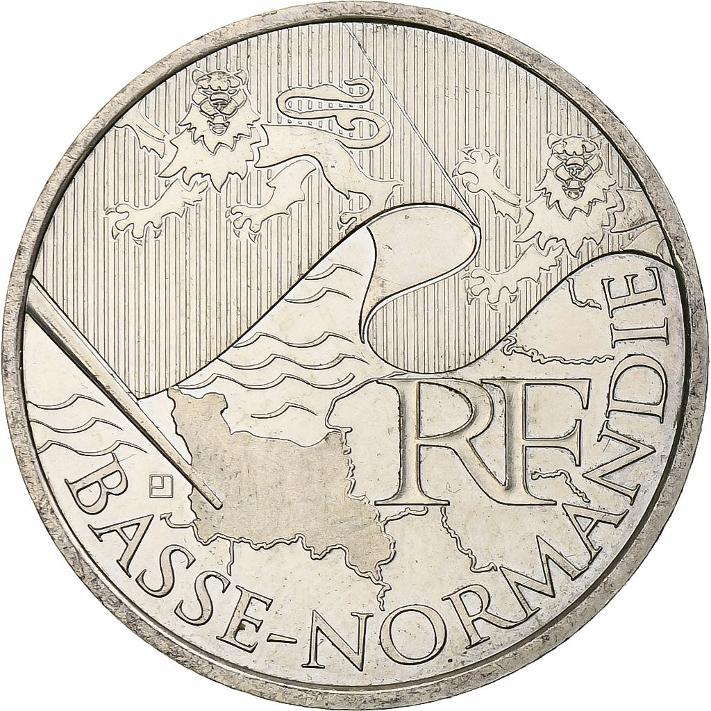 França, 10 Euro, Basse-Normandie, 2010, Paris, MS(63), Prata, Gadoury:EU399