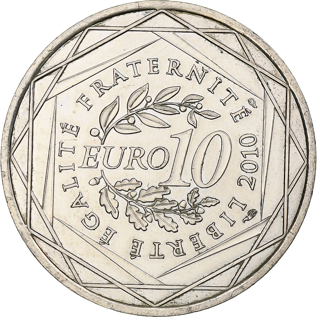 França, 10 Euro, Basse-Normandie, 2010, Paris, MS(63), Prata, Gadoury:EU399