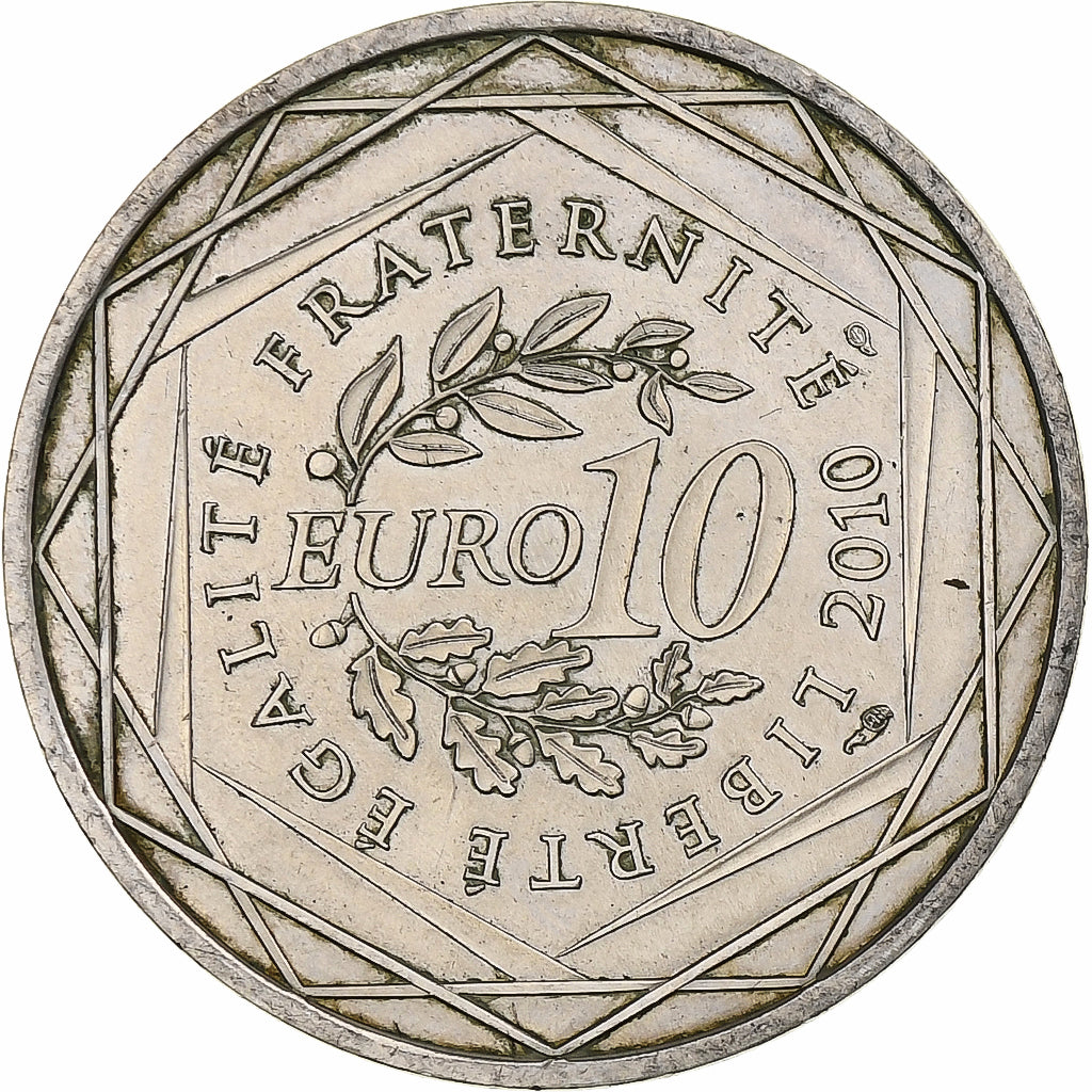 França, 10 Euro, Pays de la Loire, 2010, Paris, MS(63), Prata, KM:1665