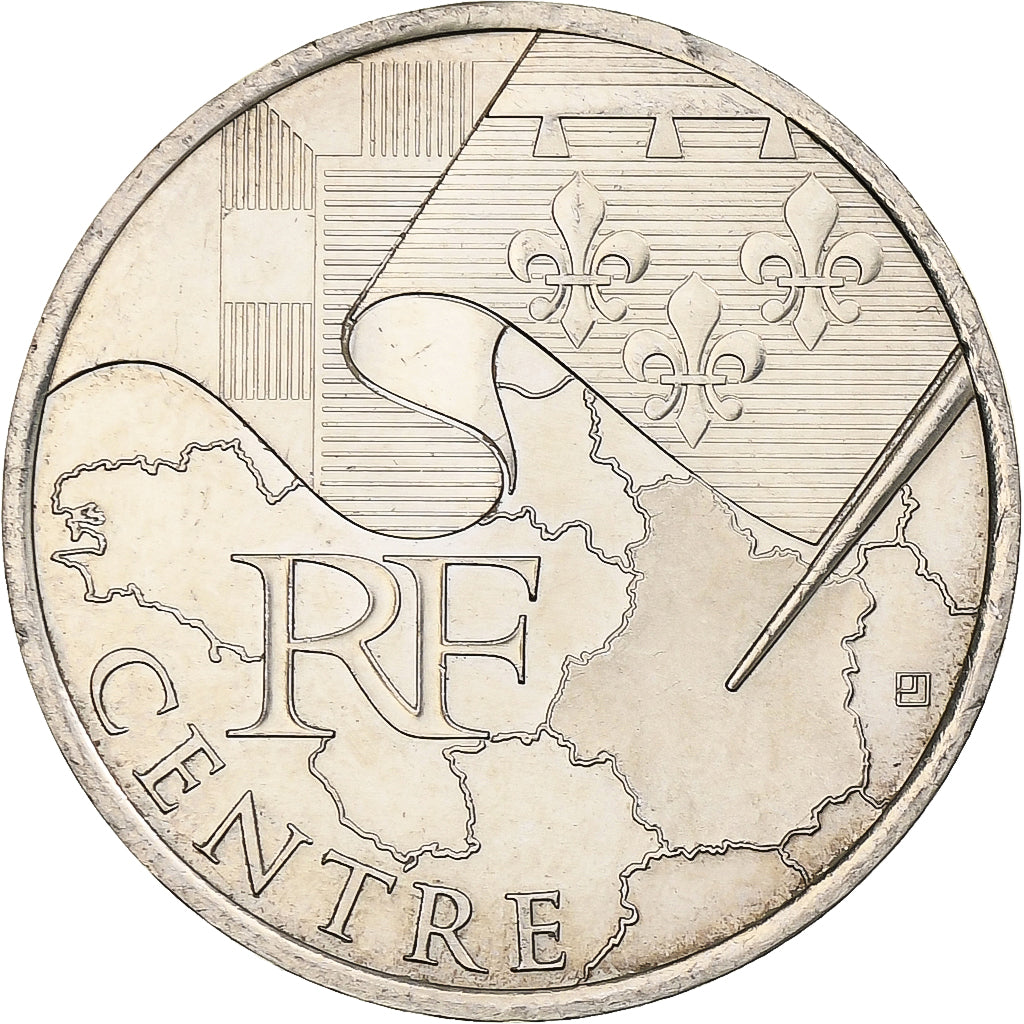 França, 10 Euro, Centre, 2010, Paris, MS(63), Prata, KM:1650