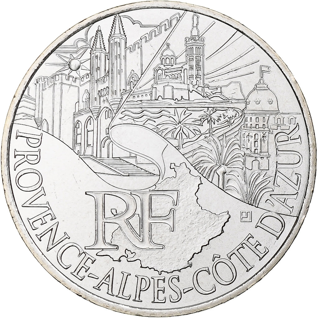 Francja, 10 Euro, Provence-Alpes-Cote d'Azur, 2011, Paris, MS(65-70), Srebro