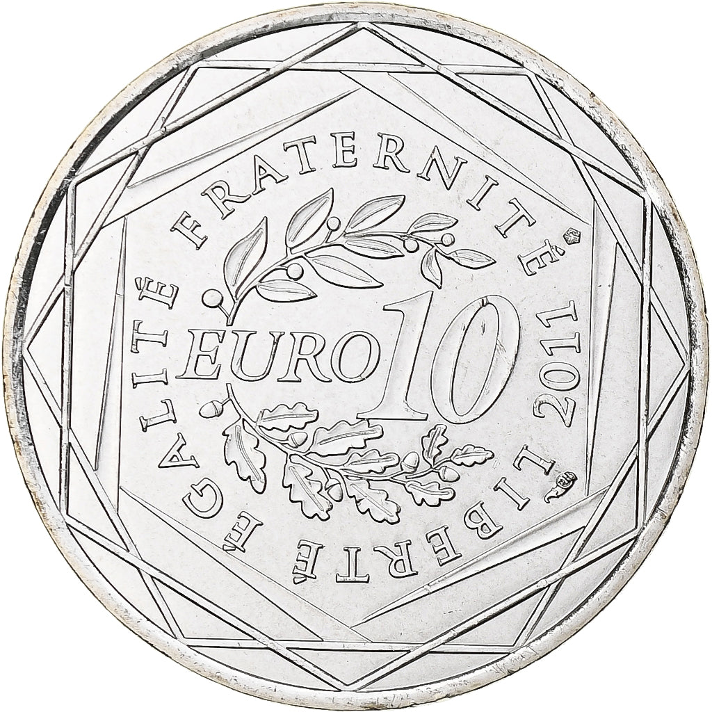 Francja, 10 Euro, Provence-Alpes-Cote d'Azur, 2011, Paris, MS(65-70), Srebro