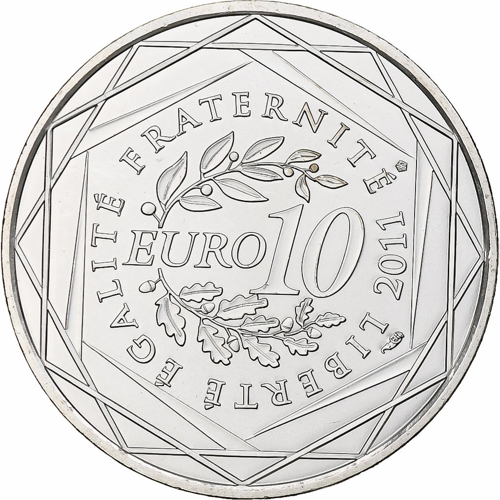 Francja, 10 Euro, Auvergne, 2011, Paris, MS(65-70), Srebro, KM:1728
