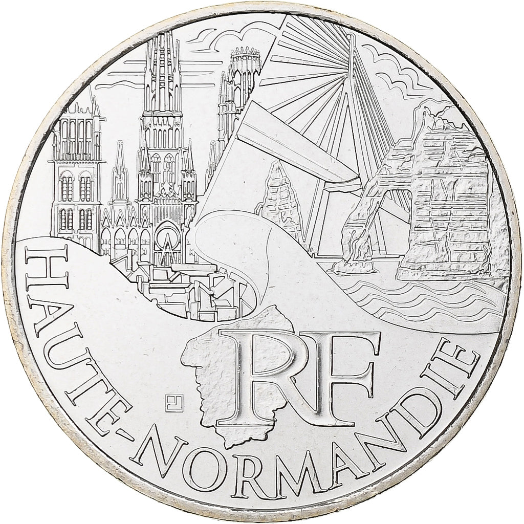 Francja, 10 Euro, Haute Normandie, 2011, Paris, MS(65-70), Srebro, KM:1738
