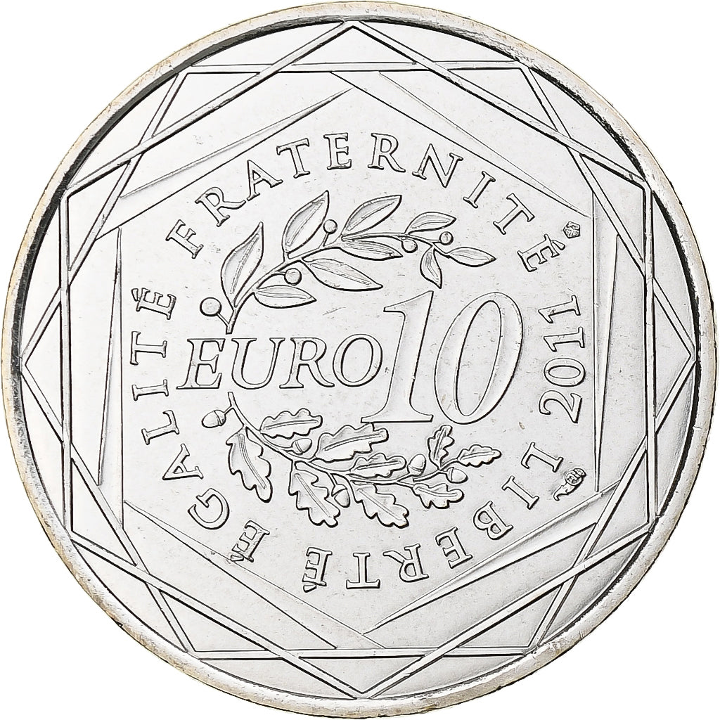 Francja, 10 Euro, Haute Normandie, 2011, Paris, MS(65-70), Srebro, KM:1738