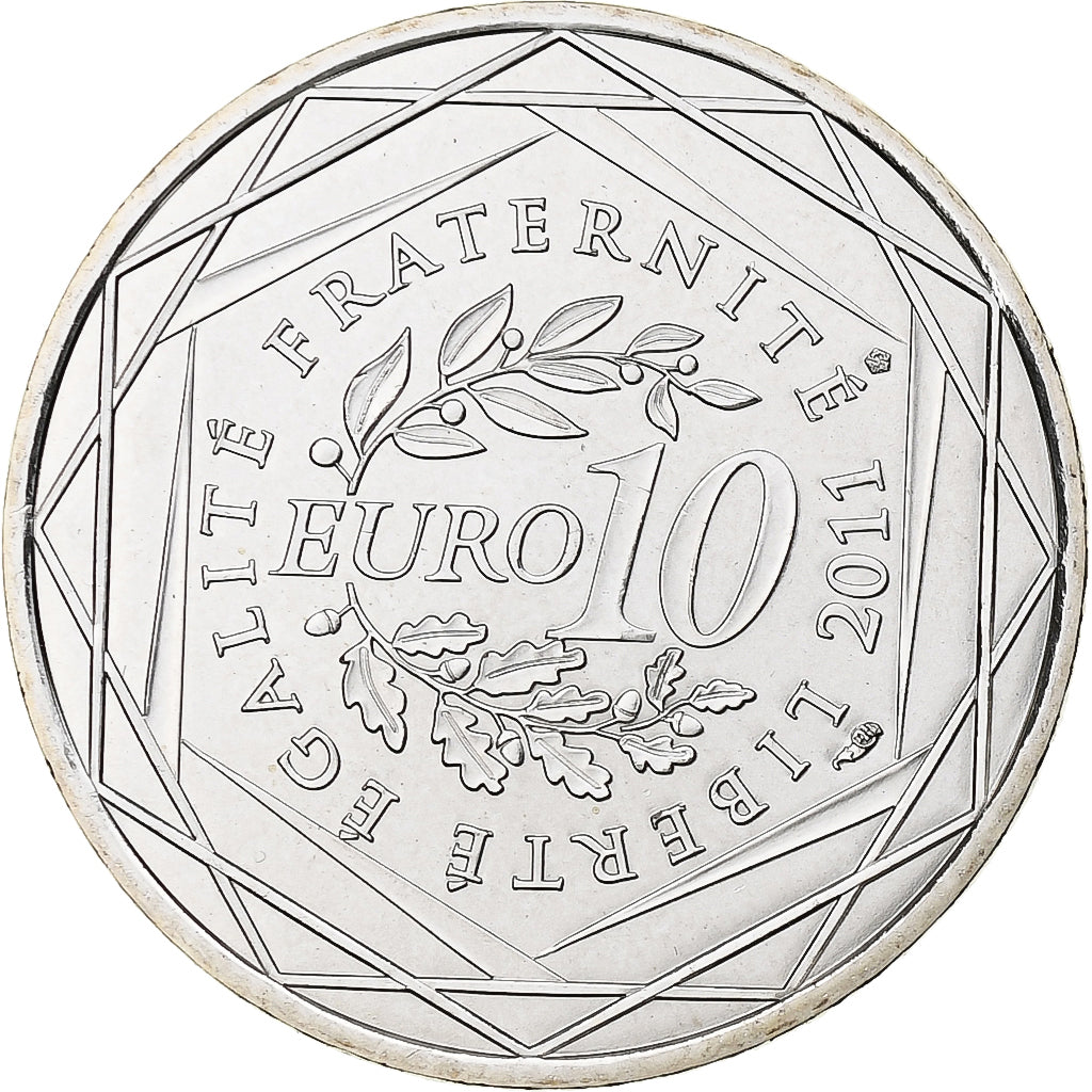Francja, 10 Euro, 2011, Paris, Réunion, MS(65-70), Srebro, KM:1750