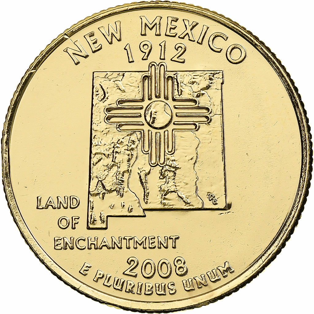 Stati Uniti, New Mexico, Quarter, 2008, U.S. Mint, Philadelphia, golden, FDC
