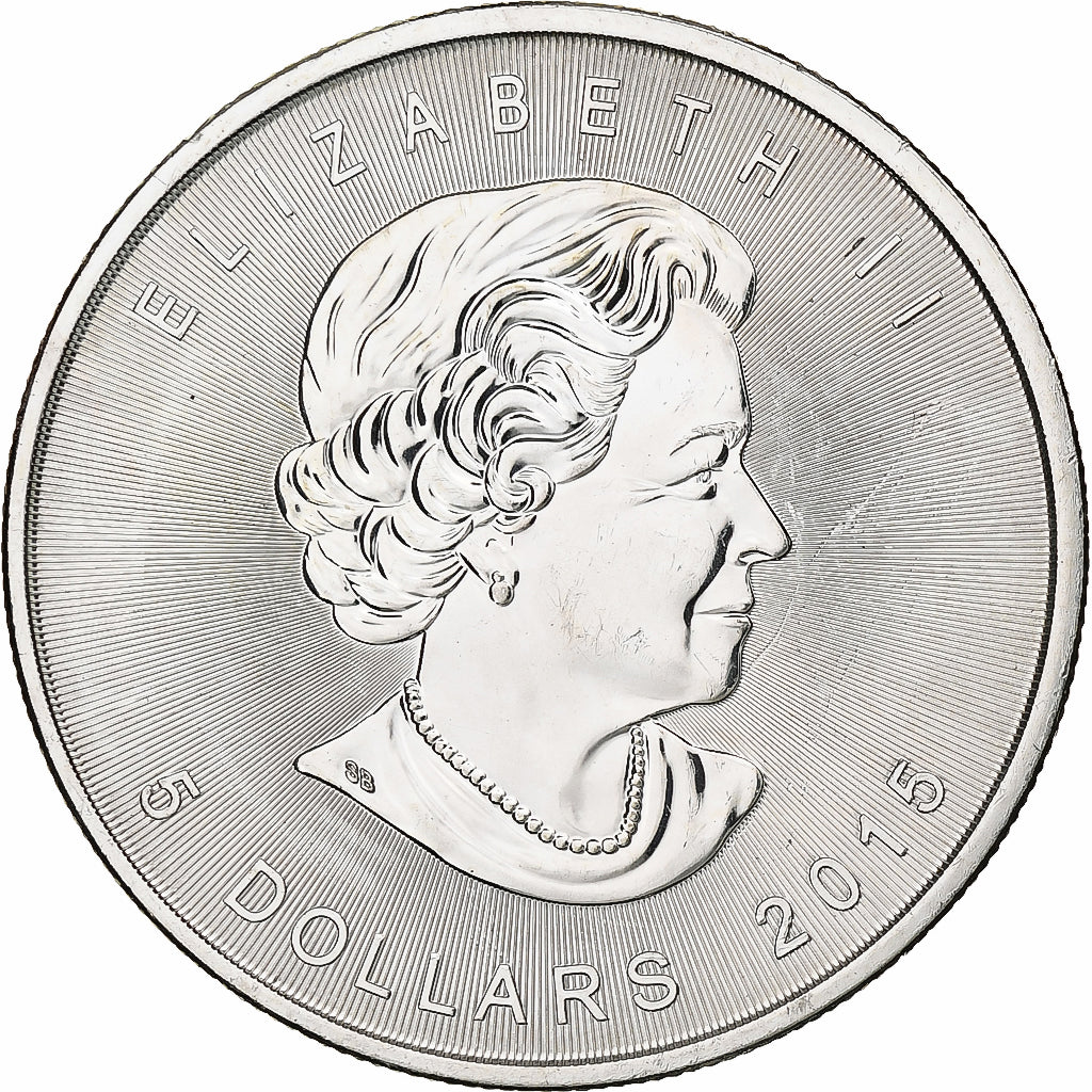 Canadá, Elizabeth II, 5 dollars, 1 oz, Maple Leaf, 2015, Ottawa, Proof, Plata