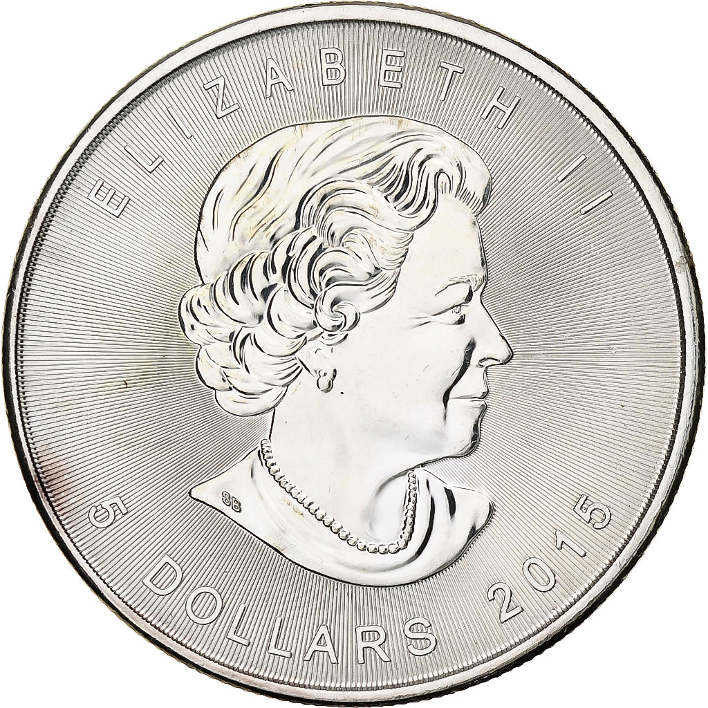 Canadá, Elizabeth II, 5 dollars, 1 oz, Maple Leaf, 2015, Ottawa, Proof, Plata