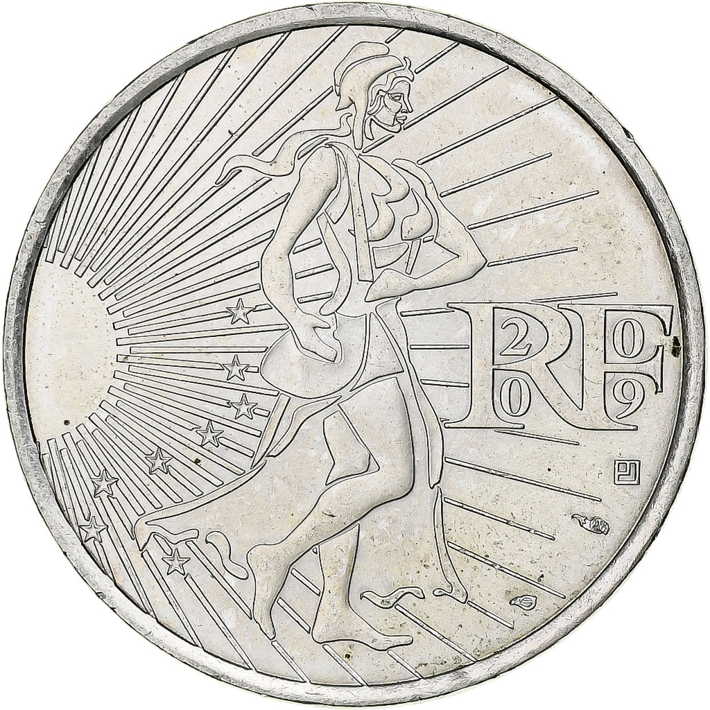Francja, 10 Euro, 2009, Semeuse, MS(64), Srebro, KM:1580