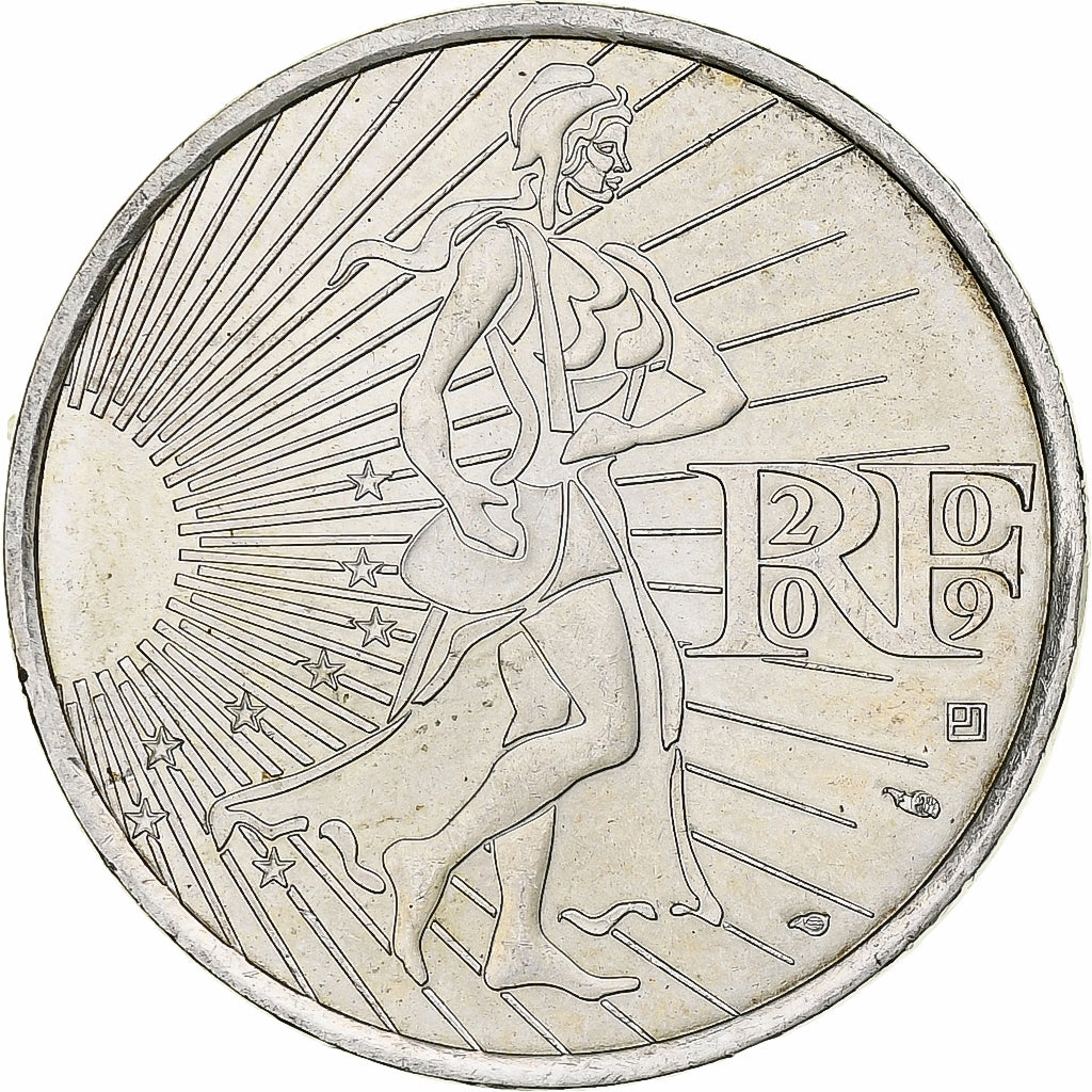 Francja, 10 Euro, 2009, Semeuse, MS(64), Srebro, KM:1580