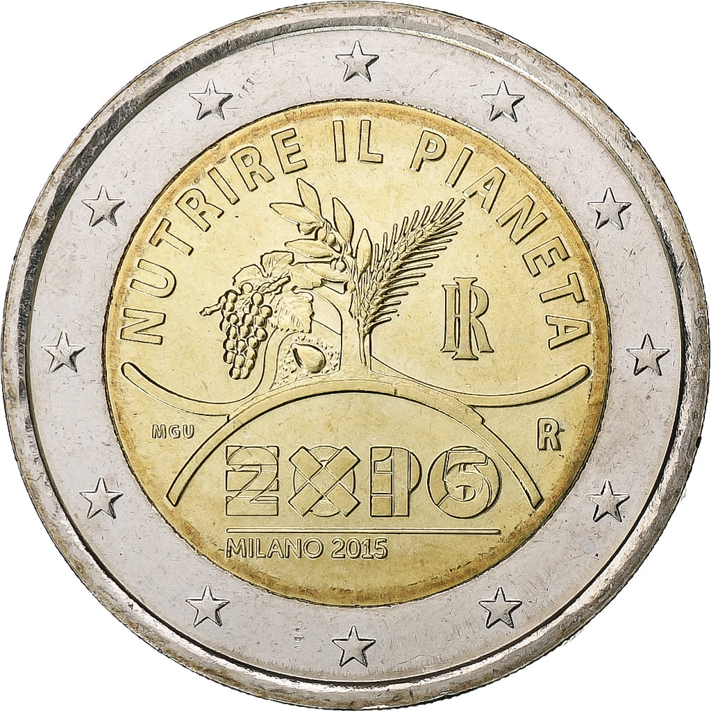 Włochy, 2 Euro, 2015, Bimetaliczny, MS(64), KM:New