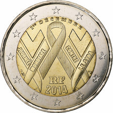 França, 2 Euro, Journée Mondiale Contre le Sida, 2014, Bimetálico, MS(64)