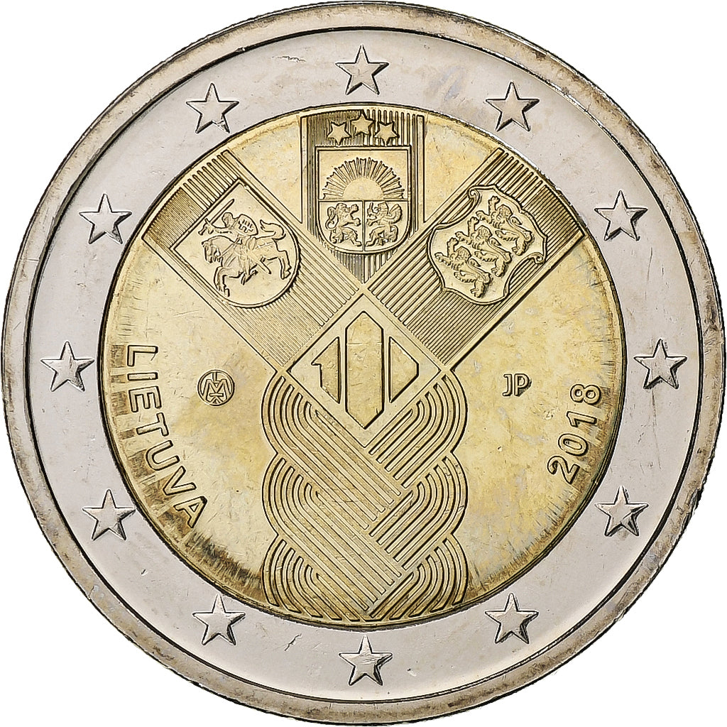 Lithuania, 2 Euro, 2018, Bi-Metallic, UNZ+