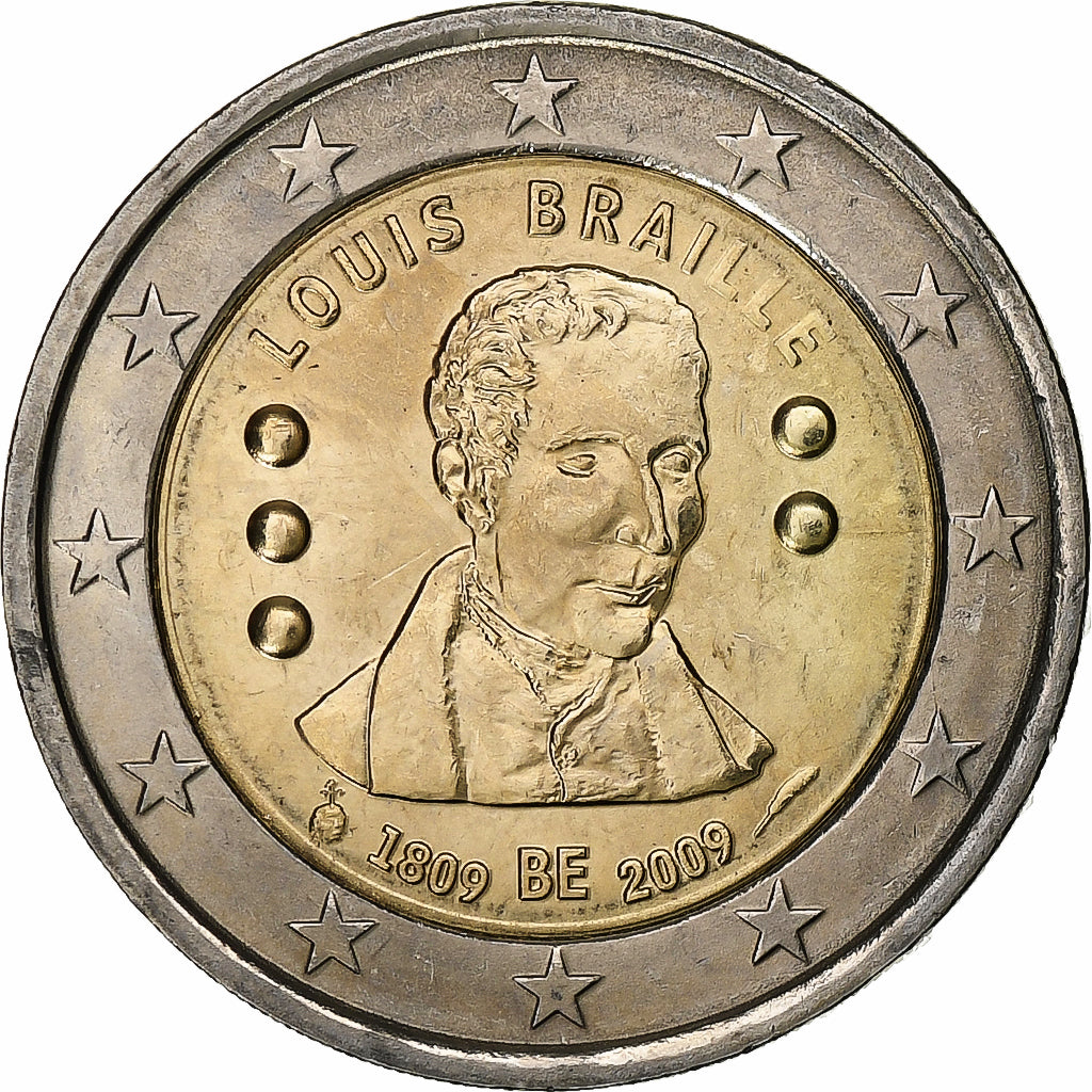 Belgique, 2 Euro, Louis Braille, 2009, Bimétallique, SUP+