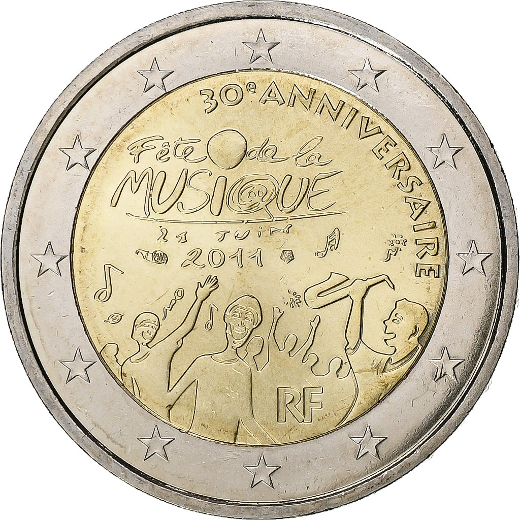 France, 2 Euro, fête de la musique, 2011, Paris, Bimétallique, SPL+, KM:1789