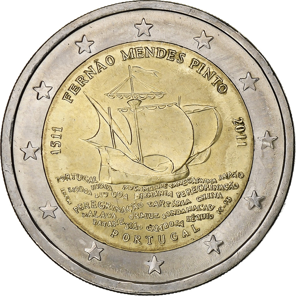 Portugal, 2 Euro, Mendes Pinto, 2011, Bimetaliczny, MS(64)