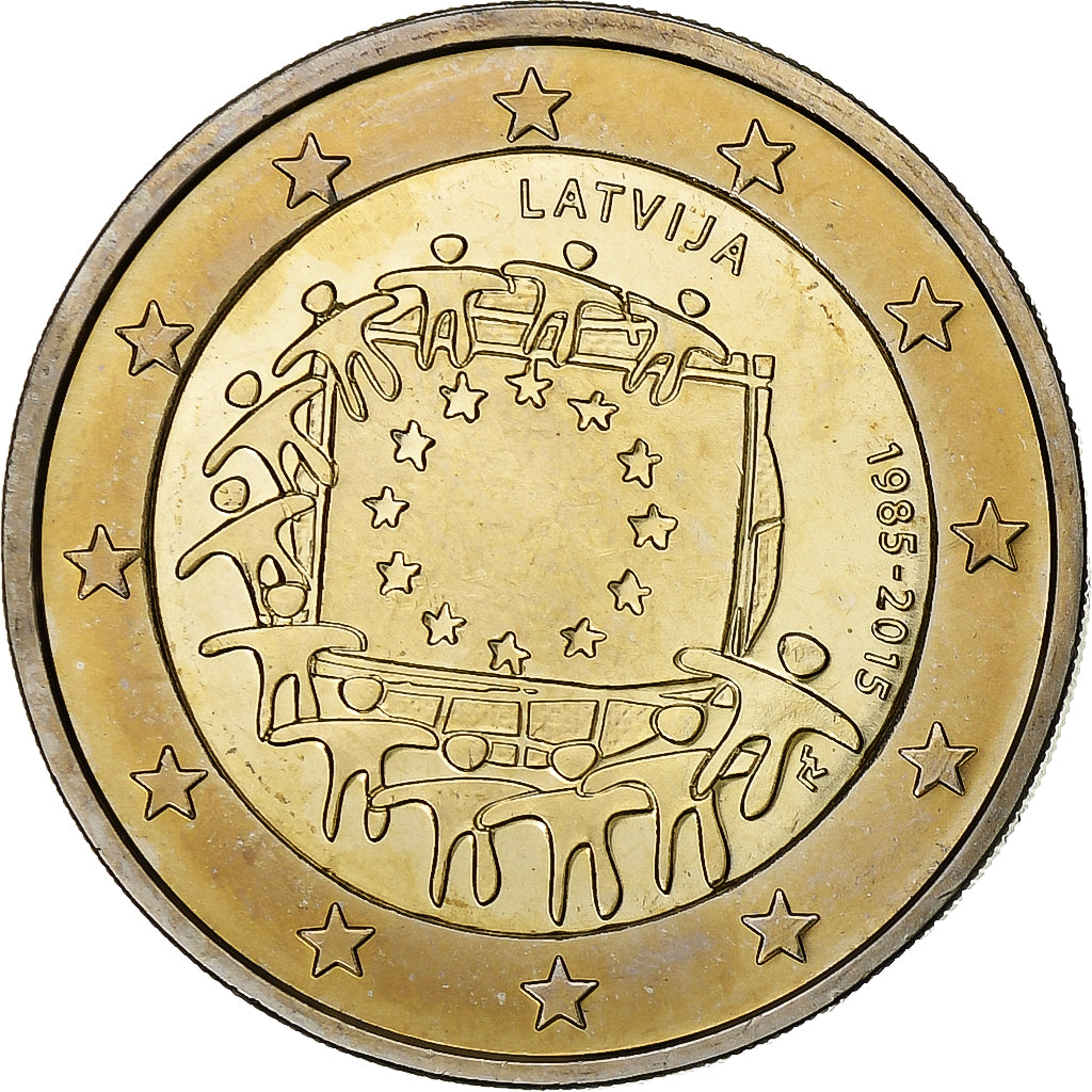 Letland, 2 Euro, 30 ans   Drapeau européen, 2015, Bi-Metallic, UNC, KM:New