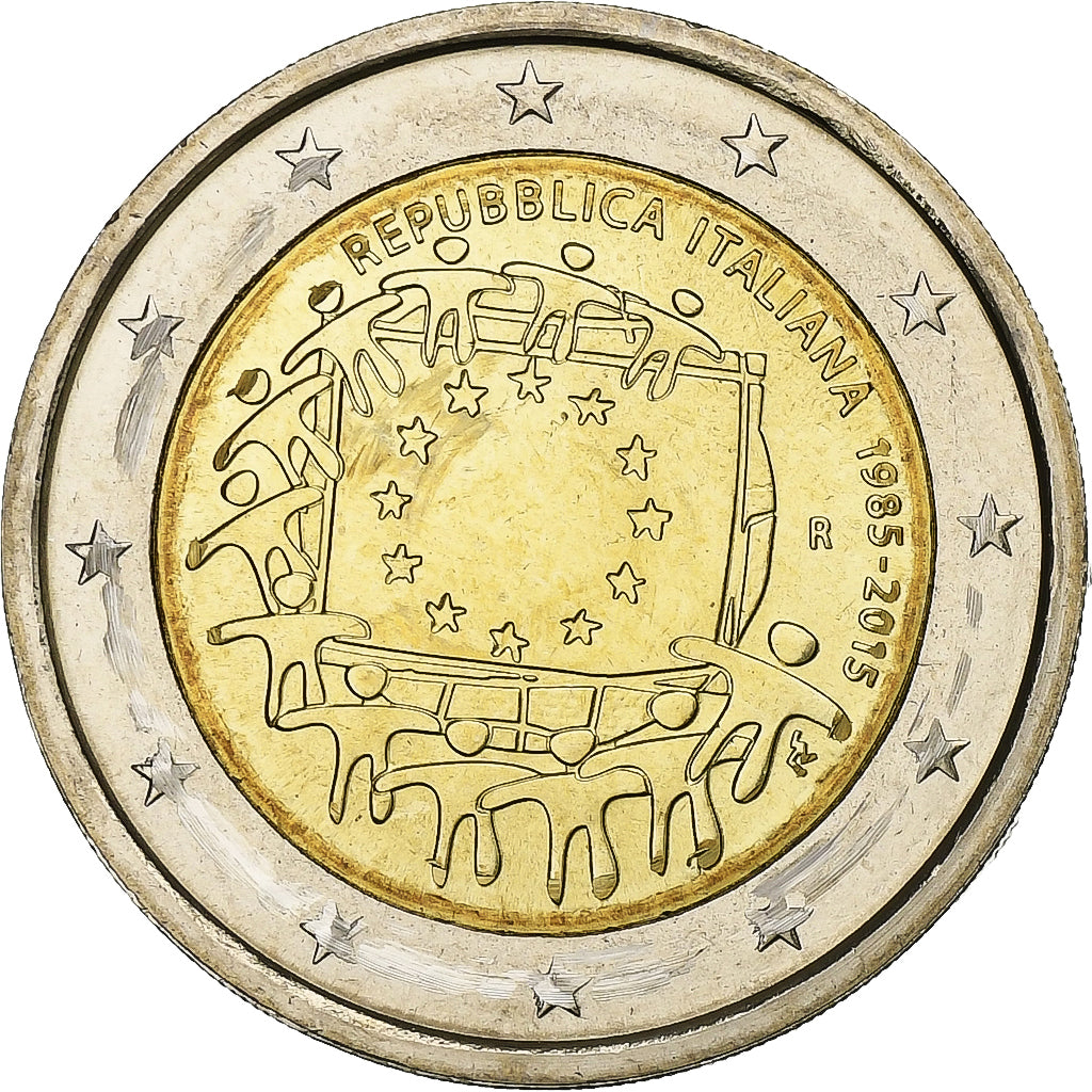 Italie, 2 Euro, 30 ans   Drapeau européen, 2015, Bimétallique, SPL+, KM:New