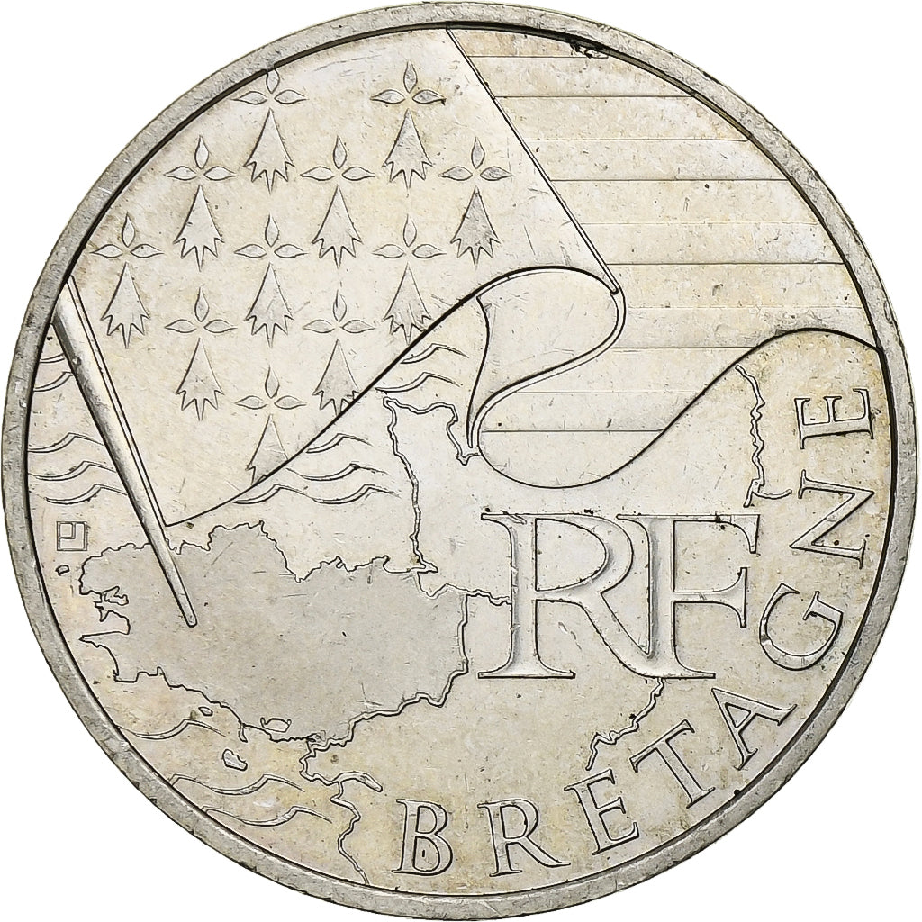 Francja, 10 Euro, Bretagne, 2010, Paris, Srebro, MS(60-62), KM:1648