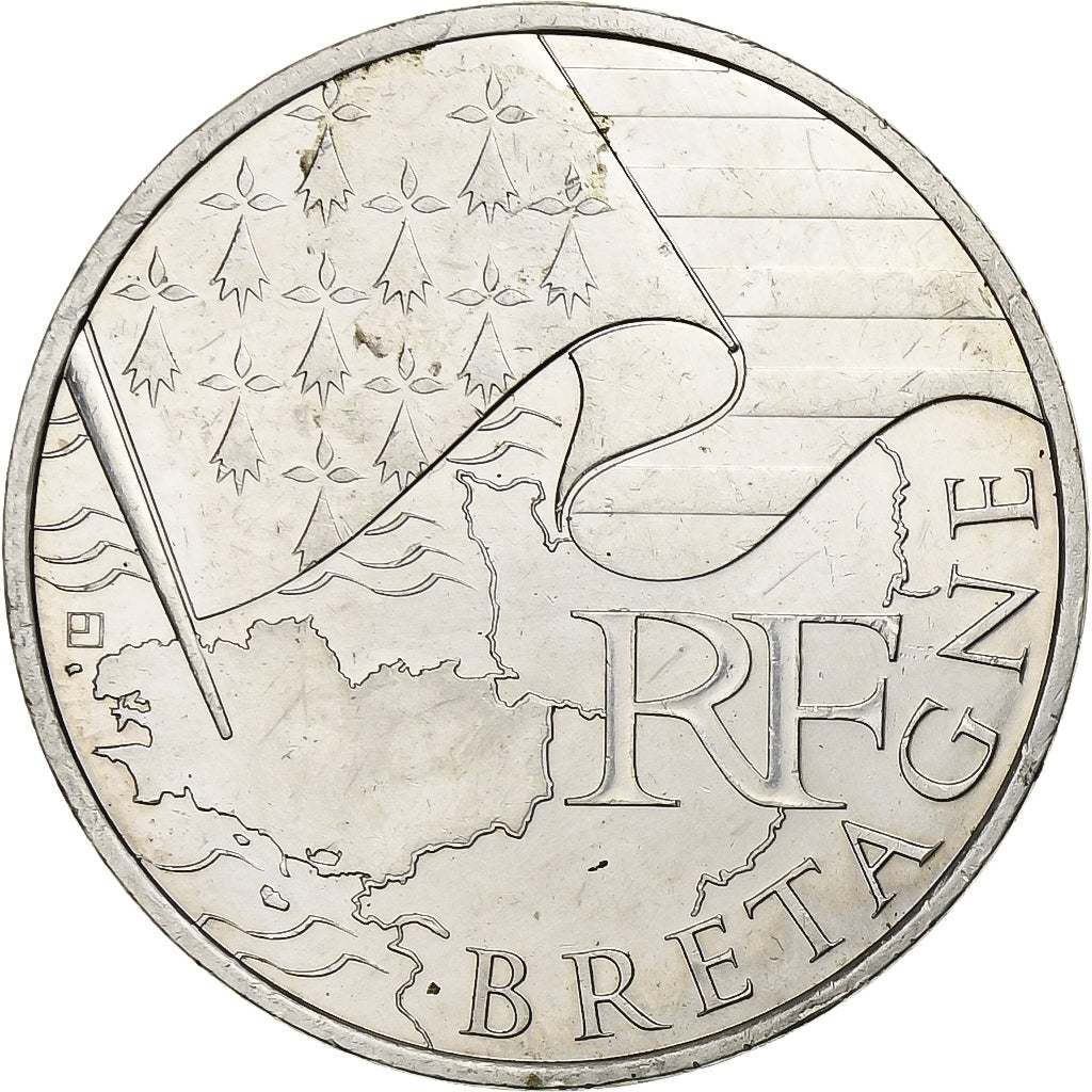 Francja, 10 Euro, Bretagne, 2010, Paris, Srebro, MS(63), KM:1648