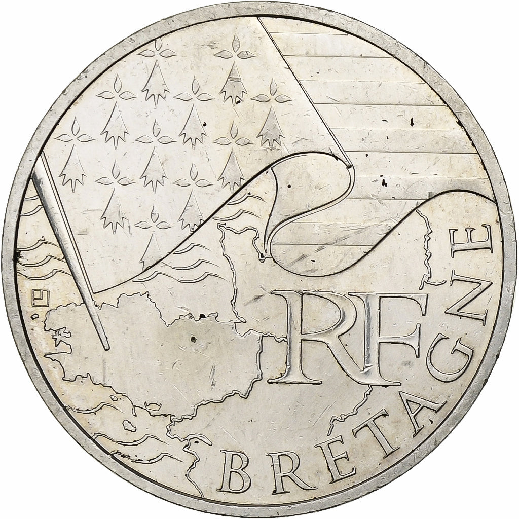 Francja, 10 Euro, Bretagne, 2010, Paris, Srebro, MS(63), KM:1648